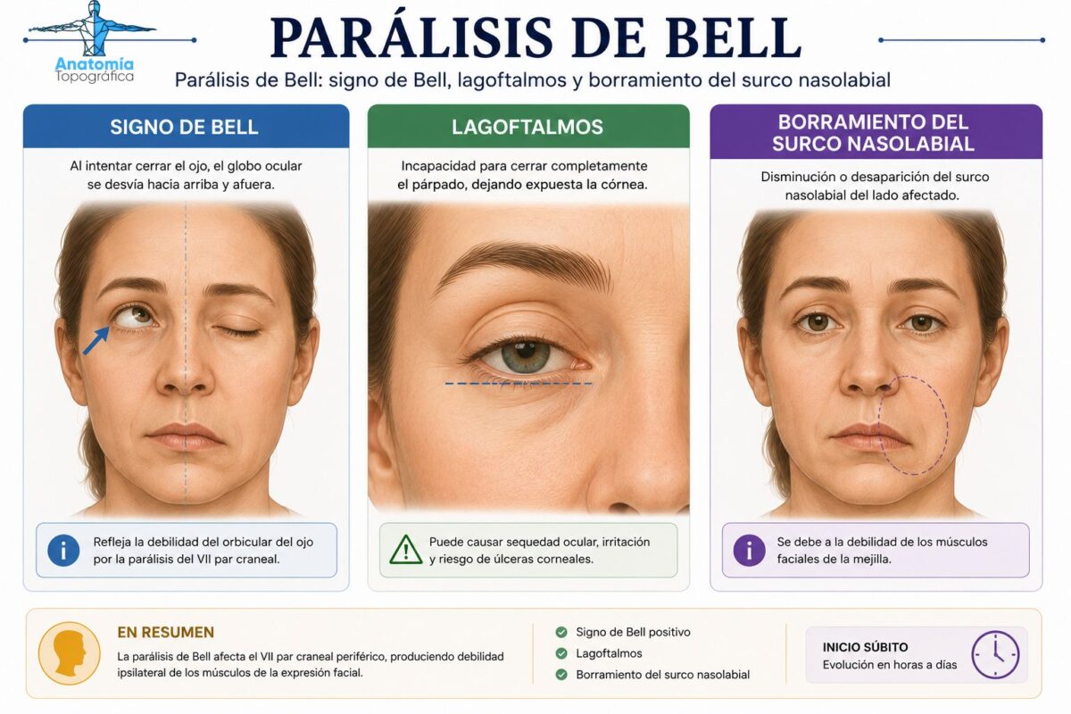 Parálisis de Bell: signo de Bell, lagoftalmos y borramiento del surco nasolabial