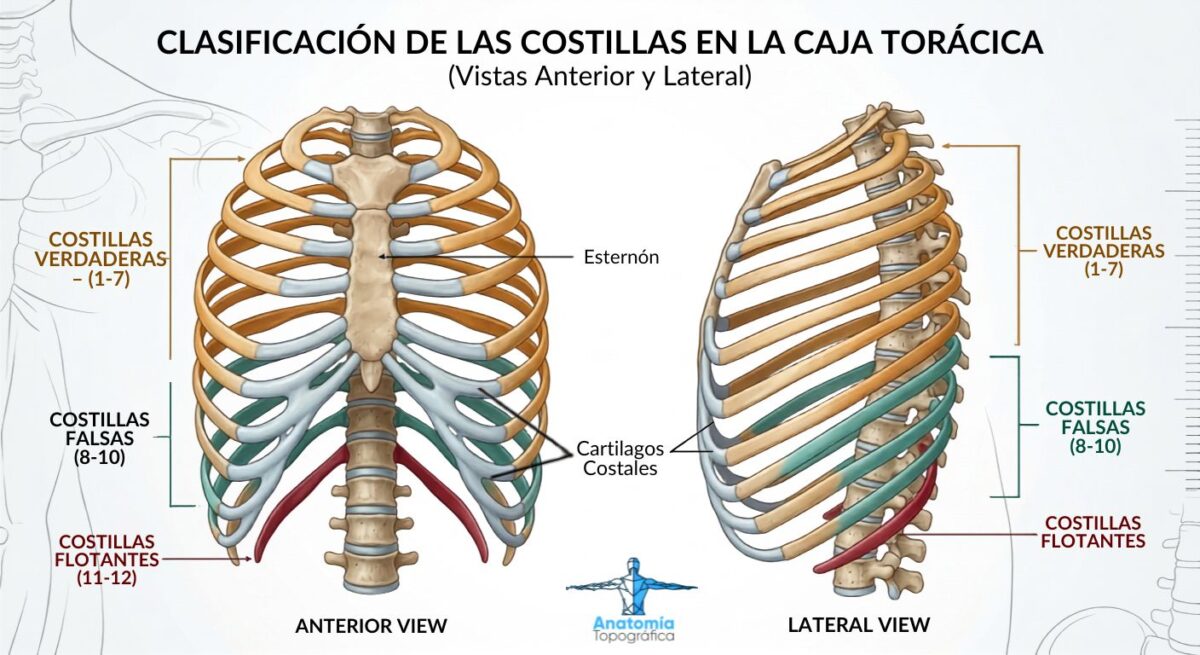 Costillas: anatomía, clasificación y patología Costillas: verdaderas, falsas y flotantes en la caja torácica