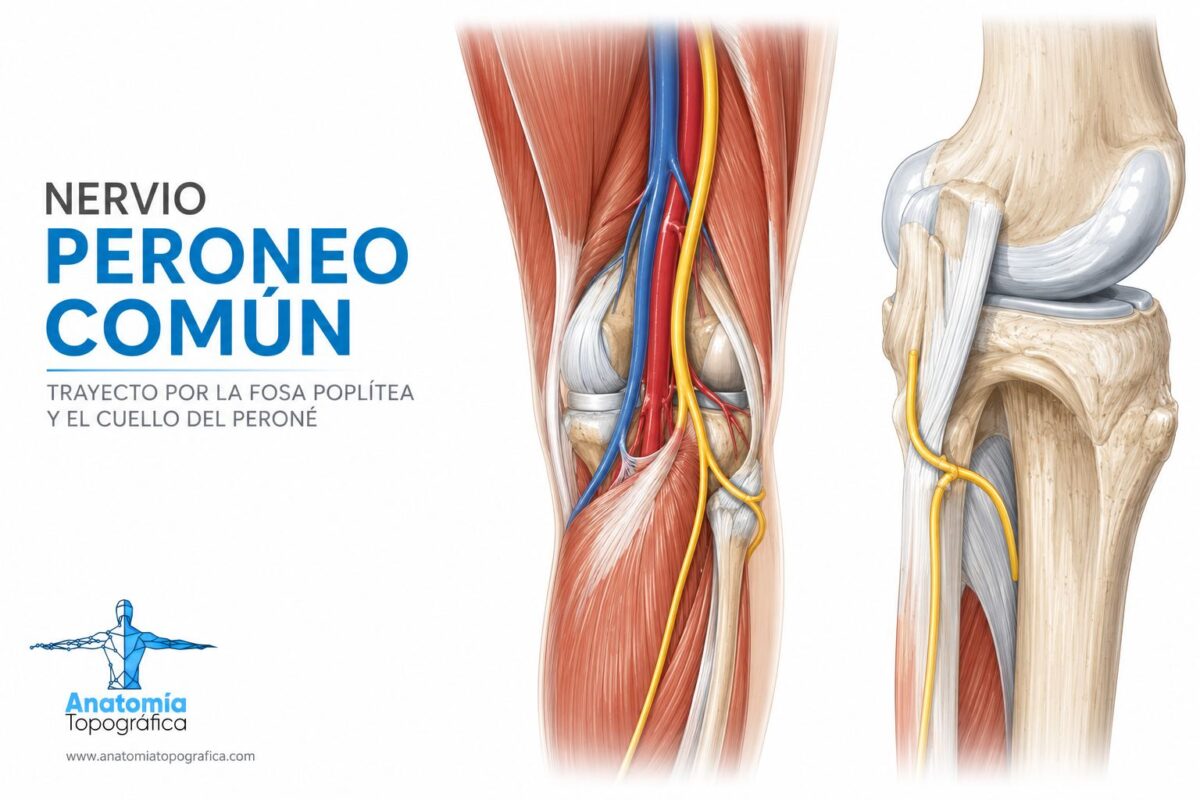 Nervio peroneo común (fibular común): origen, curso y función Nervio peroneo común: trayecto por la fosa poplítea y el cuello del peroné