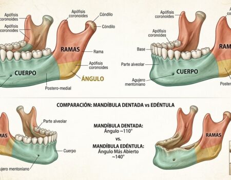 Mandíbula (maxilar inferior): cuerpo, ramas y ángulo mandibular