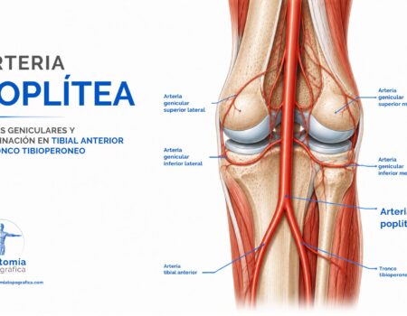 Arteria poplítea: ramas geniculares y terminación en tibial anterior y tronco tibioperoneo