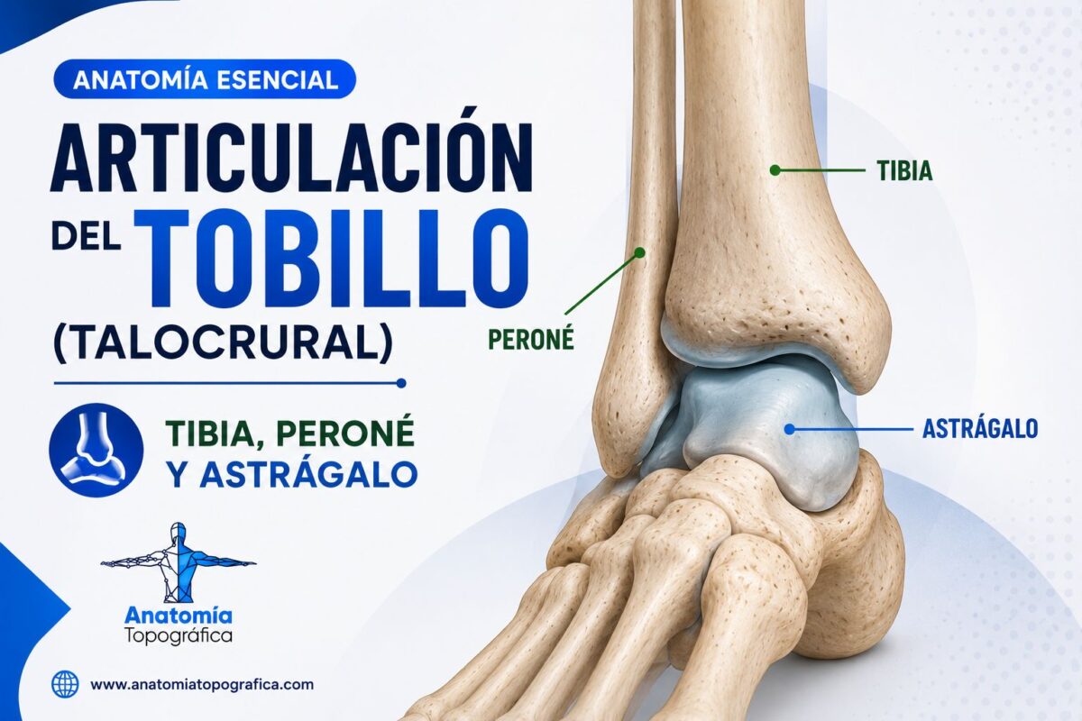 Articulación del tobillo (talocrural): tibia, peroné y astrágalo
