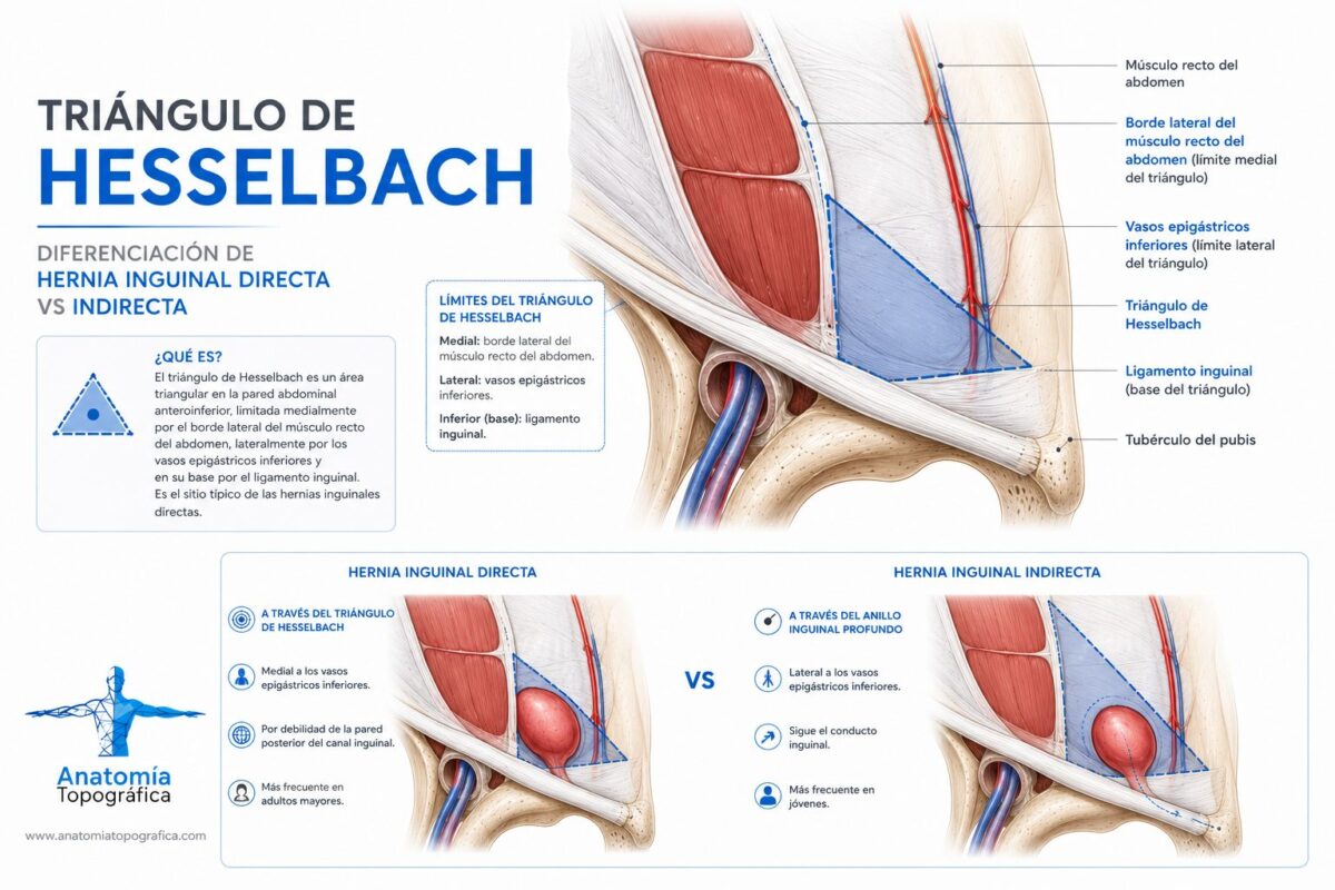 Triángulo de Hesselbach: diferenciación de hernia inguinal directa vs indirecta
