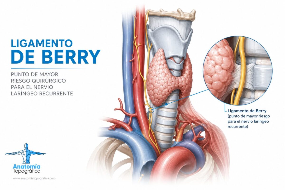 Ligamento de Berry: punto de mayor riesgo quirúrgico para el nervio laríngeo recurrente