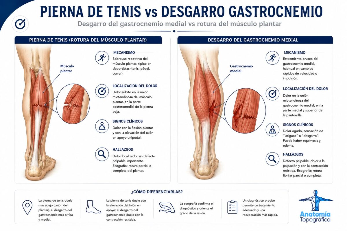 Pierna de tenis: desgarro del gastrocnemio medial vs rotura del músculo plantar