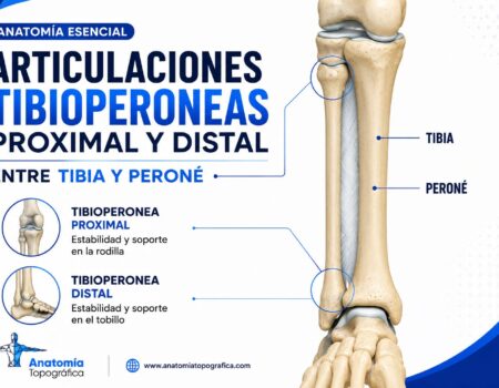 Articulaciones tibioperoneas proximal y distal entre tibia y peroné