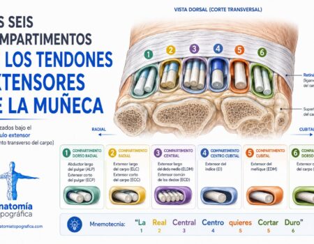 Compartimentos de los tendones extensores de la muñeca Los seis compartimentos de los tendones extensores de la muñeca