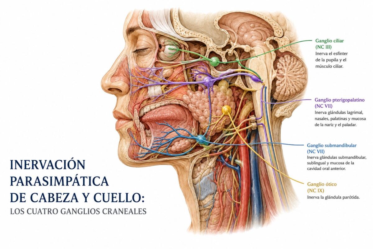 Inervación parasimpática de cabeza y cuello: los cuatro ganglios craneales