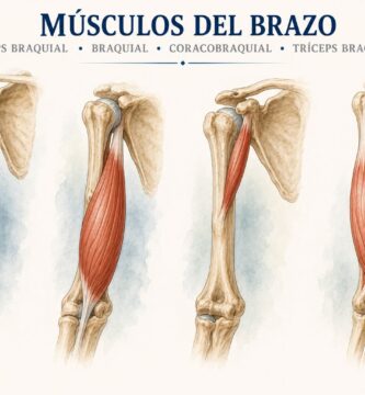 Músculos del brazo: bíceps braquial, braquial, coracobraquial y tríceps braquial