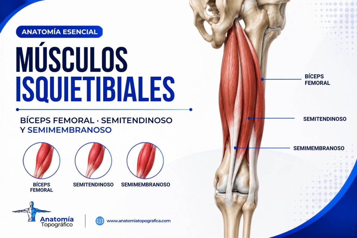 Músculos isquiotibiales: bíceps femoral, semitendinoso y semimembranoso