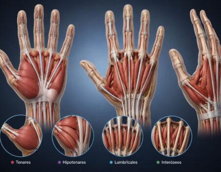 Músculos intrínsecos de la mano: tenares, hipotenares, lumbricales e interóseos
